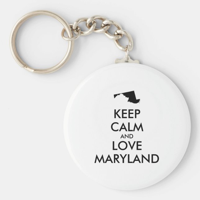 Llavero Personalizable MANTENER LA CALMA Y AMAR A MARYLAND (Frente)
