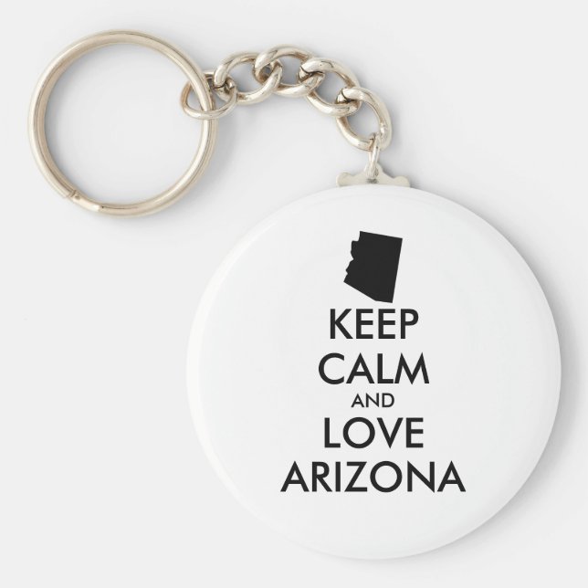 LLAVERO PERSONALIZABLE MANTENGA CALMA Y AME A ARIZONA (Frente)