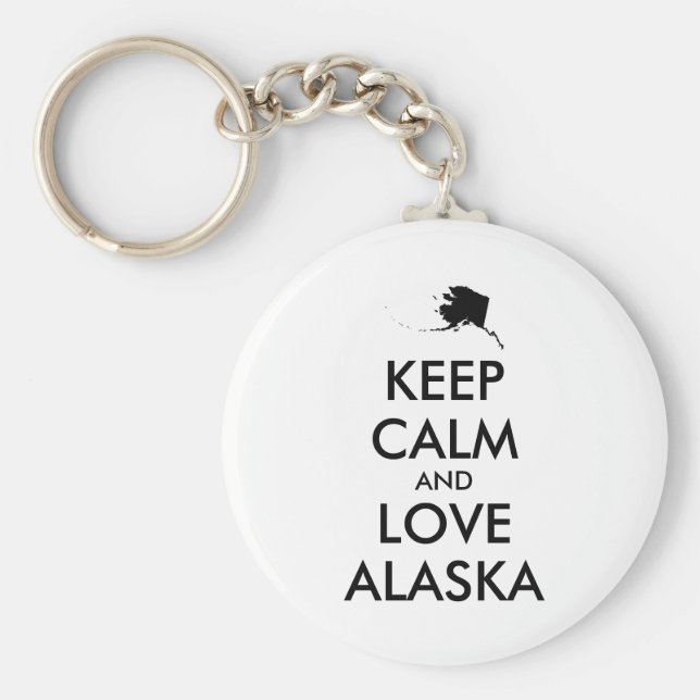 Llavero Personalizable MANTENGA LA CALMA Y AME A ALASKA (Frente)