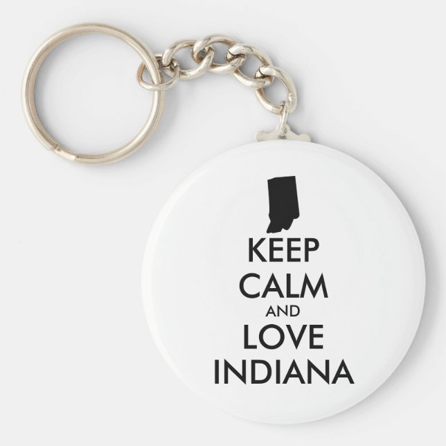 LLAVERO PERSONALIZABLE MANTENGA LA CALMA Y AME A INDIANA (Frente)