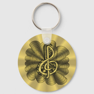 Llavero Personalizable metálico Treble Clef Gold