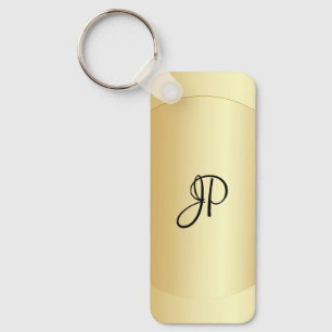 Llavero Personalizable Monograma Nombre inicial Faux Gold