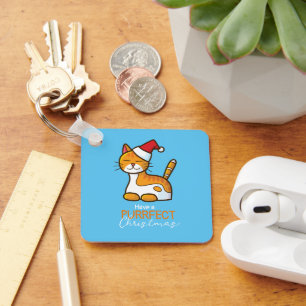 Llavero Personalizable Naranja gato Navidades de la búsque