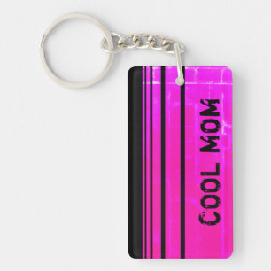 Llavero Personalizable rayado rosado caliente MOM de Guay