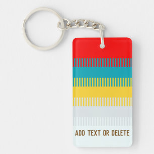 Llavero Personalizable Rojo Azul Amarillo Rayas Gris Blanc