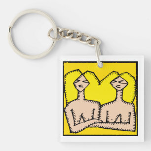 Llavero Personalizable Zodiac Rótulos Gemini 2 lados Keych