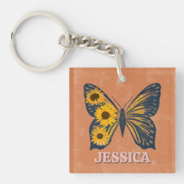 Llavero Personalización de la cadena acrílica de mariposa 