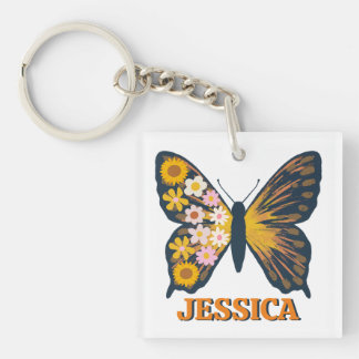 Llavero Personalización de la cadena acrílica de mariposa 