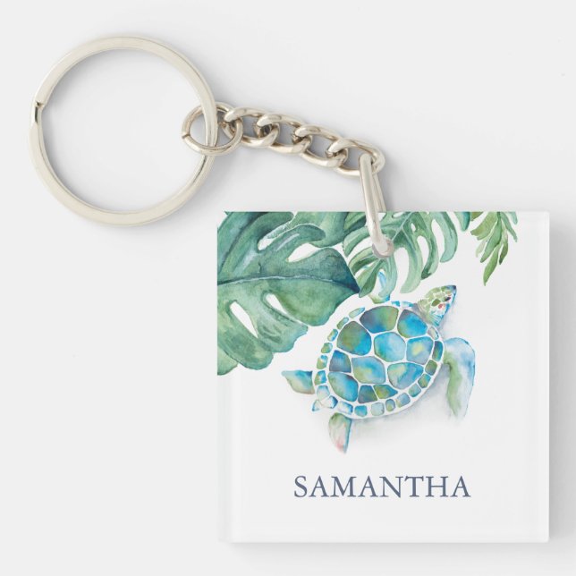 Llavero Personalización de la tortuga marina tropical (Frente)
