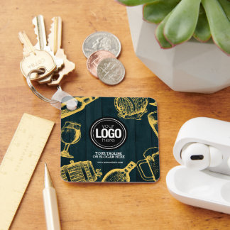 Llavero Personalización de negocios Dark Green Brewery Tem