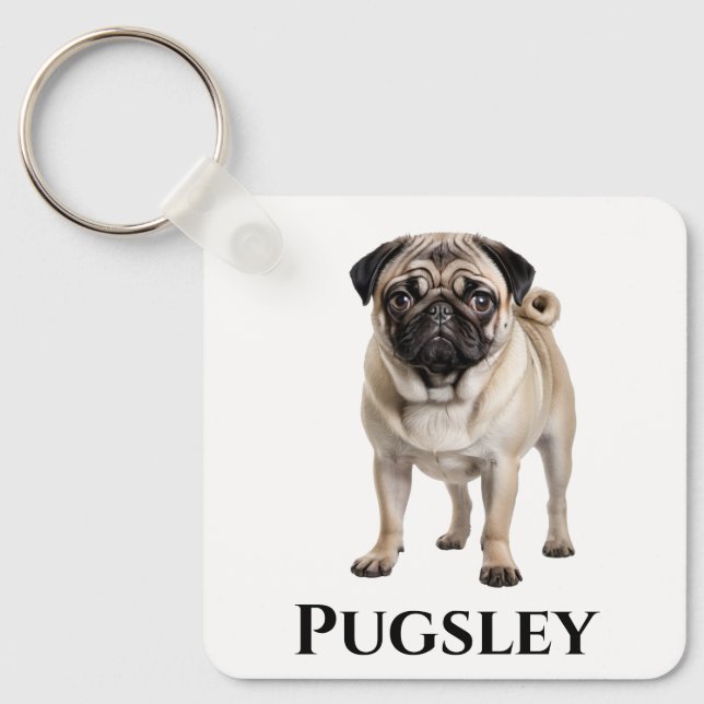 Llavero Personalización de pug (Anverso)