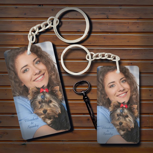 Llavero Personalización del nombre de la foto del personal (Custom Photo Name Personalize Keychain is great to place your photo back and front have fun. )