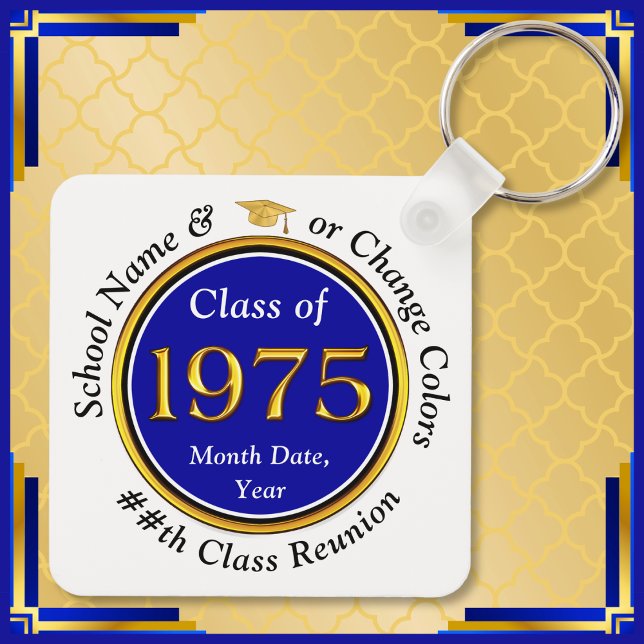 Llavero Personalizada barata, clase de Reunión de 1975, Re (50 year, Class of 75 reunion. High School Reunion Keychains. Personalized, class of 1975 favors.)