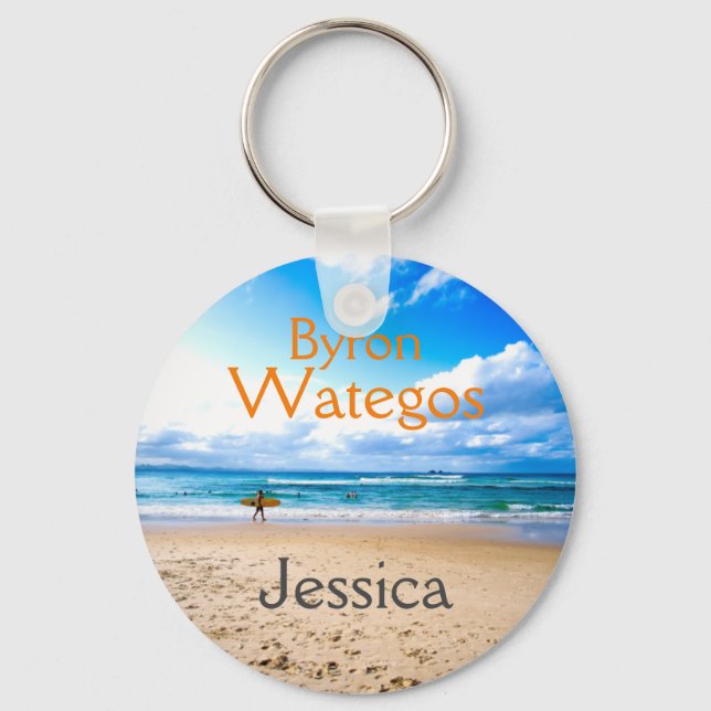 Llavero Personalizada la playa de Byron Bay Wategos (Anverso)
