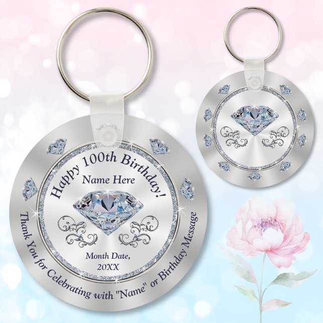 Llavero Personalizado, 1000 votos de la fiesta de cumpleañ (100th birthday party favors. Birthday party ideas for 100 year old woman. 100th birthday souvenirs.)