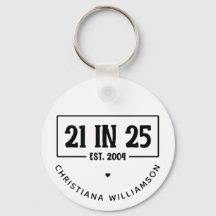 Llavero Personalizado 21er cumpleaños 21 EN 25 Est 2004