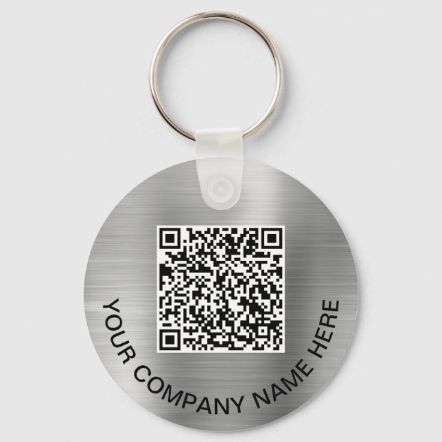 Llavero Personalizado 2 Códigos QR Plata Promocional (Anverso)