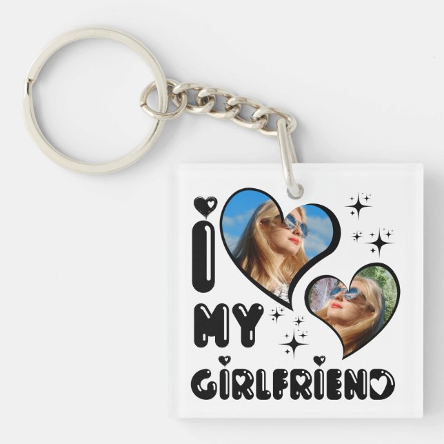 Llavero Personalizado 2 foto que amo a mi novia (Frente)