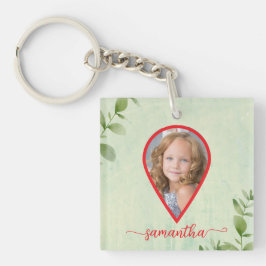 Llavero Personalizado 2 fotos y nombre naturaleza elegante