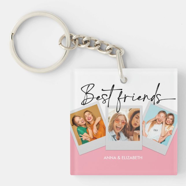 Llavero Personalizado 3 Collage de fotos Cute simple BFF r (Frente)