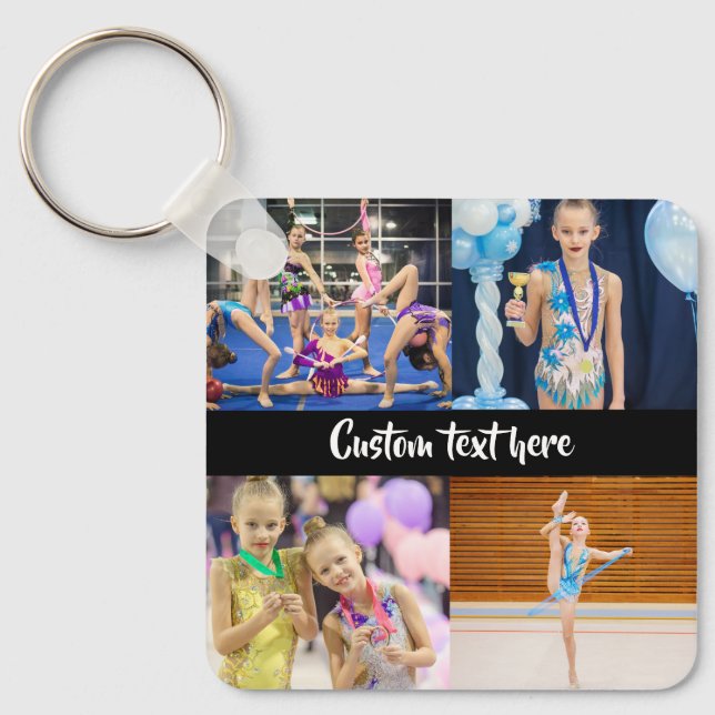 Llavero Personalizado 5 Fotos Collage Gymnastics Blanco Ne (Anverso)