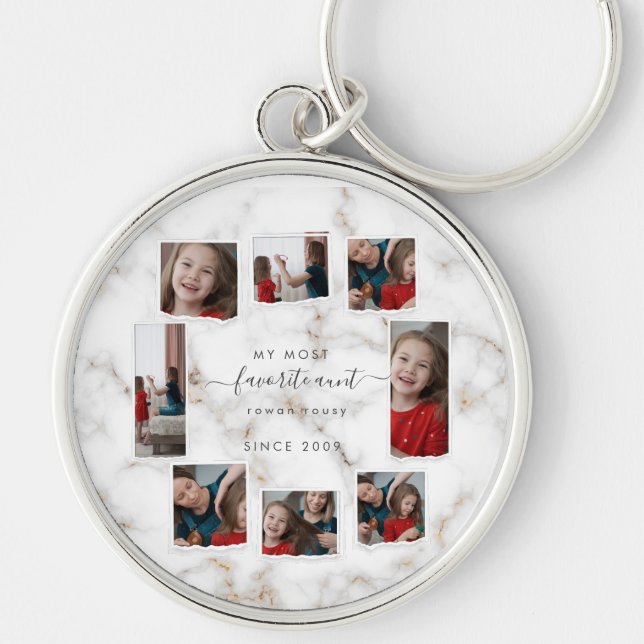 Llavero Personalizado 8 Ocho Collages de fotos Familia Ele (Frente)