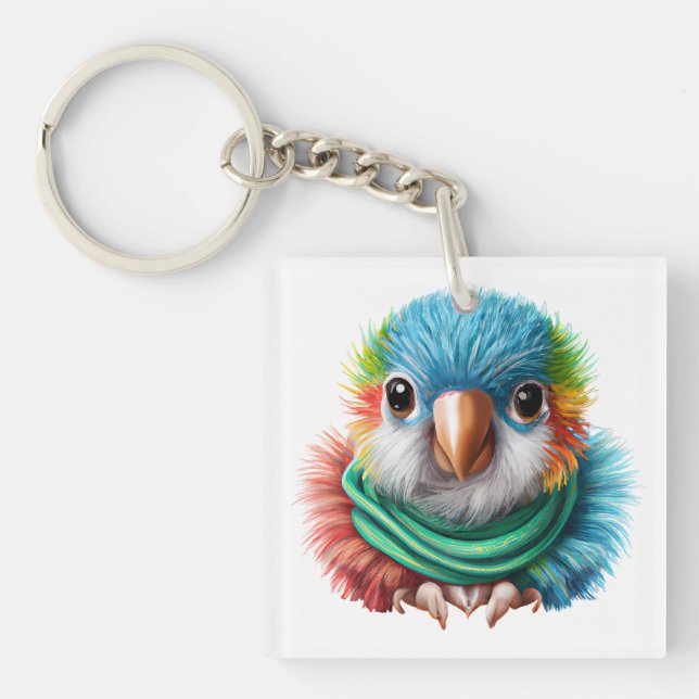 Llavero Personalizado Adorable Fluffy Happy Baby Parrot (Frente)