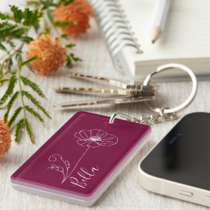 Llavero Personalizado Agosto Poppy Nacimiento Regalo de Fl