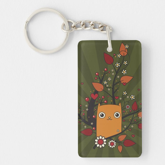 Llavero Personalizado amarillo Kitty Love Foliage (Frente)