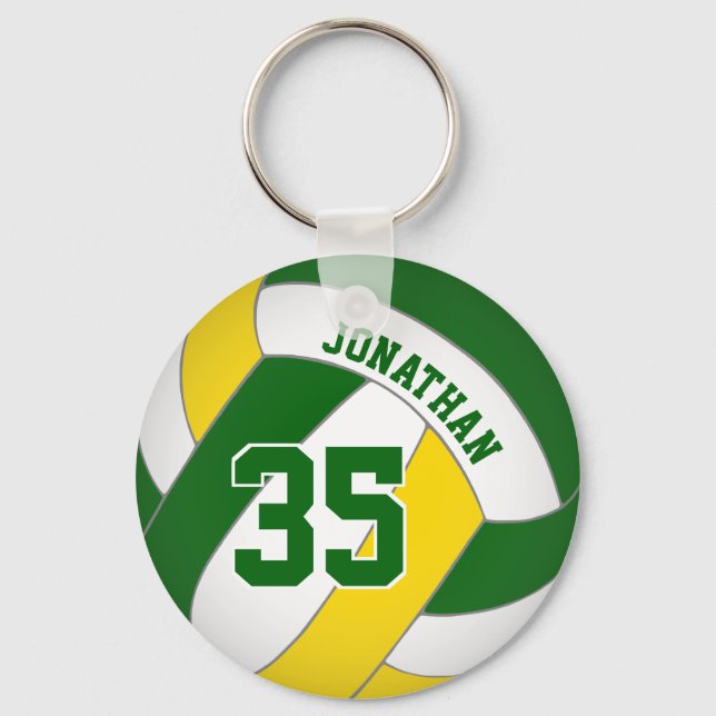 Llavero personalizado amarillo verde voleibol nombre jerse (Anverso)