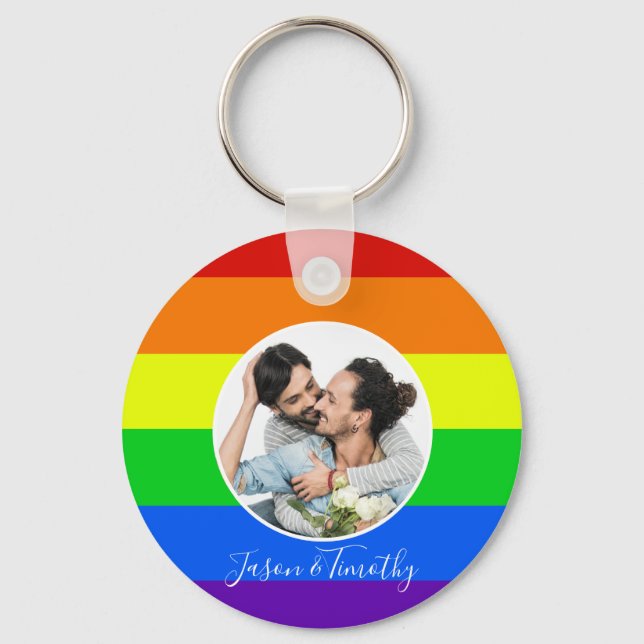 Llavero Personalizado arcoiris de pareja foto regalo de an (Anverso)