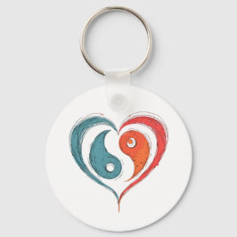 Llavero Personalizado artístico del corazón de Yin Yang