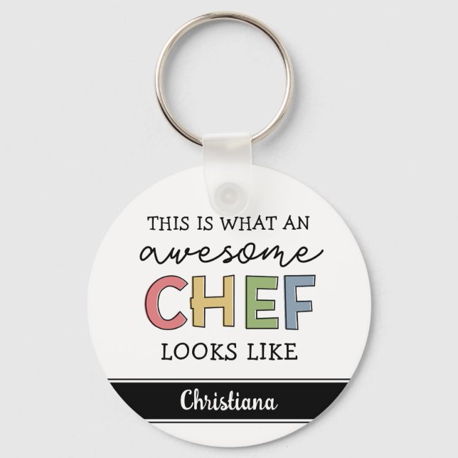 Llavero Personalizado Awesome Chef Gifts | Mejor Chef Cada (Anverso)
