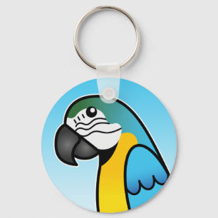 Llavero Personalizado Azul Y Amarillo Macaw Parrot Bird