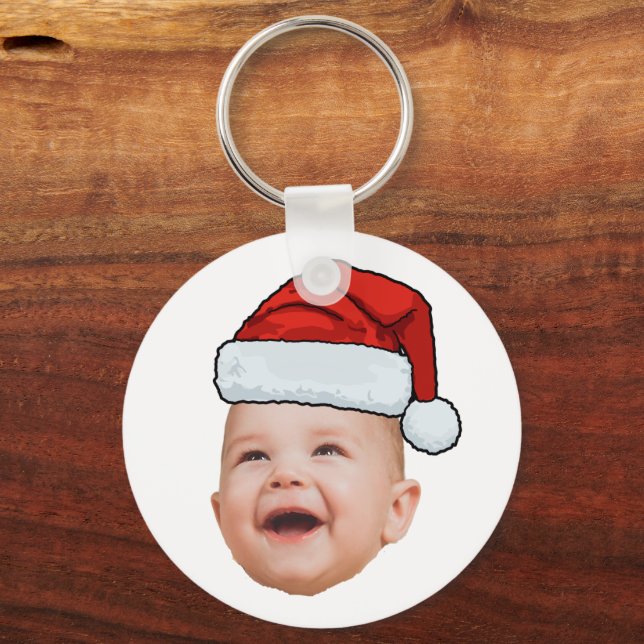 Llavero Personalizado Baby Face Foto Santa Hat Navidades (Reverso )
