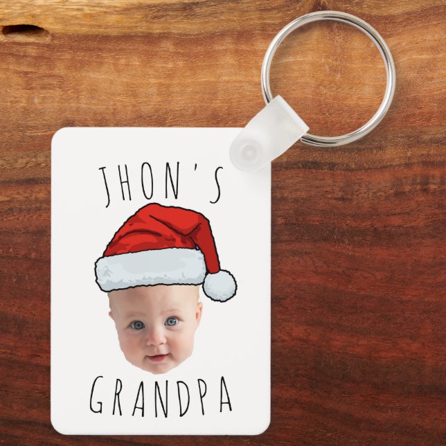 Llavero Personalizado Baby Face Santa Hat Navidad Foto (Reverso )