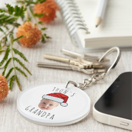 Llavero Personalizado Baby Face Santa Hat Navidad Foto