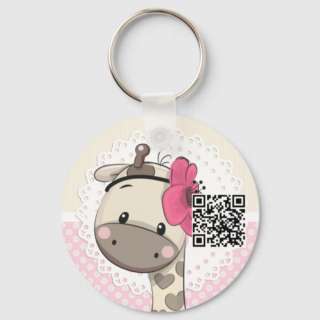 Llavero Personalizado Baby Pink Giraffe Keychain (Anverso)