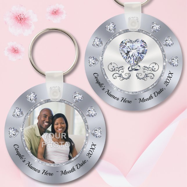 Llavero Personalizado barato, favores de boda fotográfica, (Cheap wedding favors. Photo wedding favors. Affordable wedding gifts for guests. Diamond Wedding.)