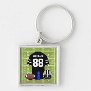 Llavero Personalizado Black and Grey Football Jersey en el