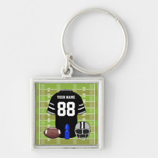 Llavero Personalizado Black and Grey Football Jersey en el