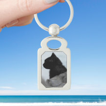 Personalizado Black Cat Photo Pet Lover Silver Key