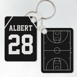 Llavero Personalizado Black & White Basketball Court y Jer