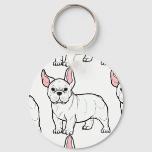 Llavero personalizado blanco de bulldog francés
