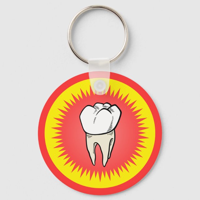 Llavero Personalizado Blanco Rojo Extraído Starburst Molar (Anverso)