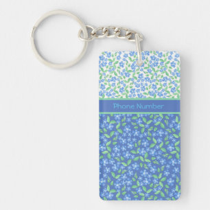 Llavero Personalizado Blue Periwinkles Ditsy Floral Patter