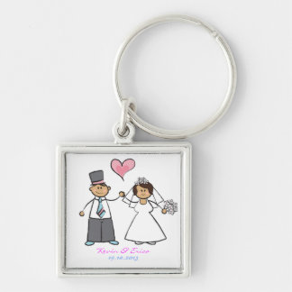 Llavero Personalizado Boda Pareja Novia y Groom Corazón Ro