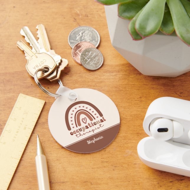 Llavero Personalizado Boho Arcoiris contra terapeuta ocupa (Escritorio )