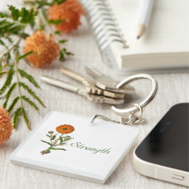 Llavero Personalizado botánico marigold Flower Pesonalized