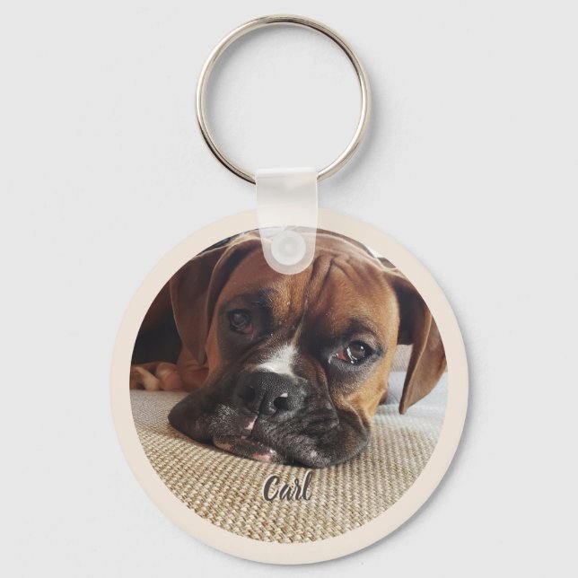 Llavero Personalizado Boxer Dog Lover - Keychain Keepsake (Anverso)